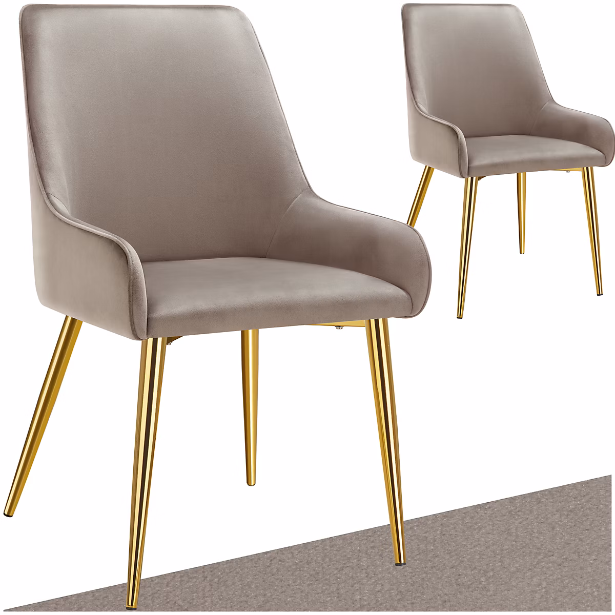 Chaise rembourrée en velours rembourré taupe – Réf. DUGRCFGVX3396347652