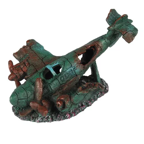 Décoration d’aquarium avion coulé 1 vert Europet– 17 x 12,5 x 11 cm