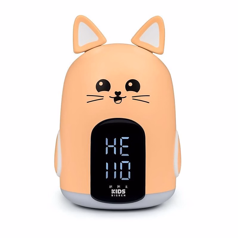Bigben – Reveil Veilleuse Mia, Design Chat, Eclairage LED Reglable, Reveil Lumineux