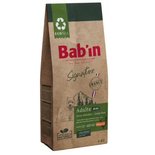 Croquettes pour chien mini adulte au poulet sans céréales Bab'in Signature - 6 kg