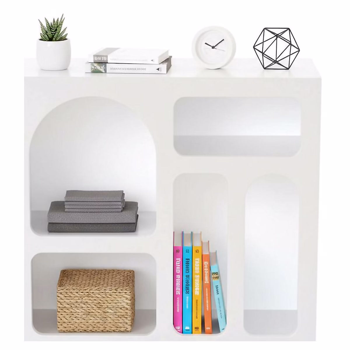 Buffet Bellatrix – Buffet du salon, Commode de salon, Garde-manger de cuisine, 80 × 35h74 cm, Blanc
