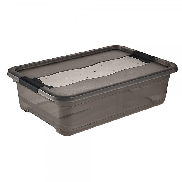 Boîte de rangement plate transparente 28 litres – Gris