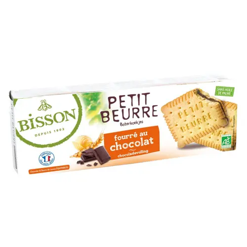 Biscuits bio petit beurre fourré au chocolat en sachet fraîcheur Bisson - 197 g