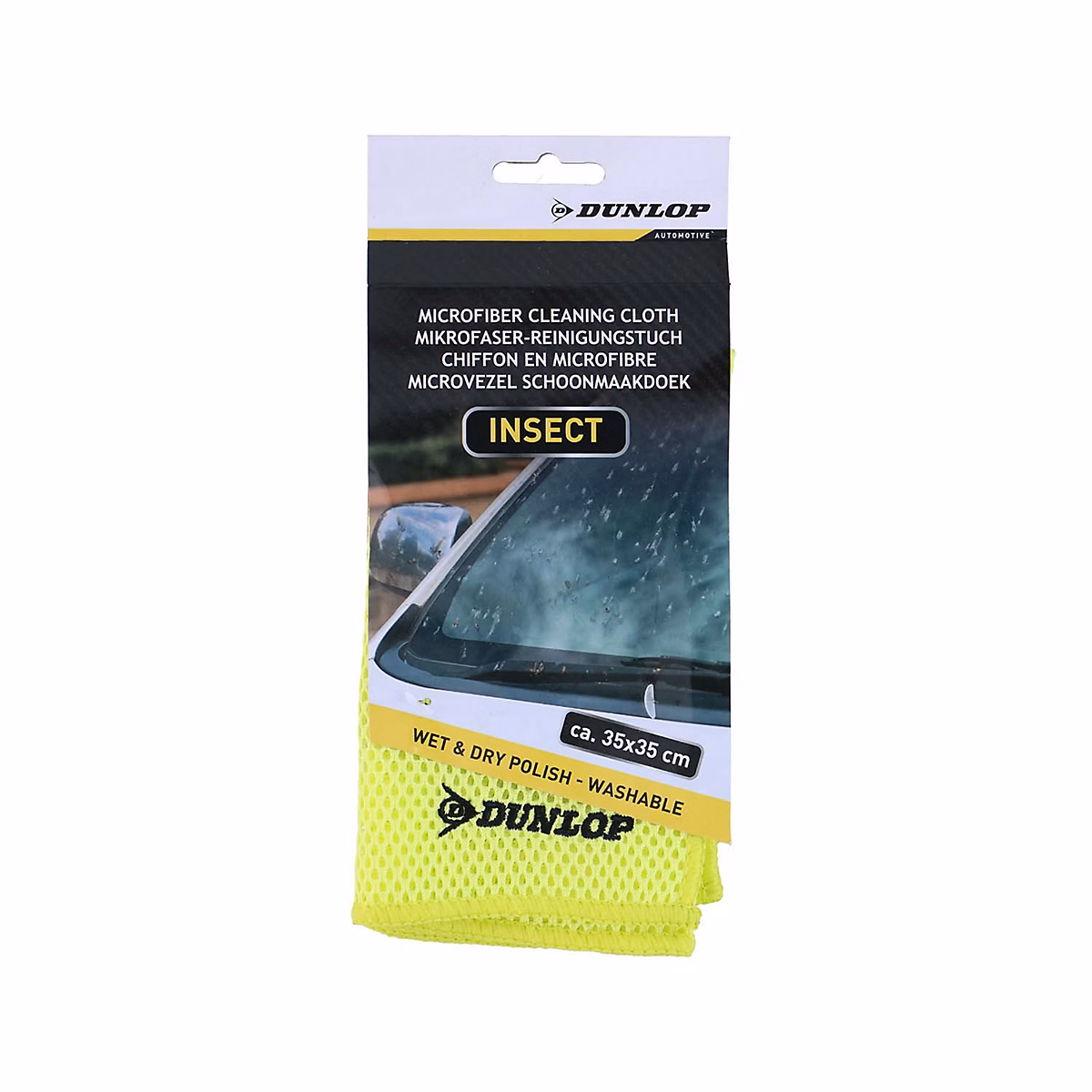 DUNLOP Chiffon Microfibre Anti – Insectes 35 × 35cm 290gsm | Lavable & Réutilisable | Nettoyage Efficace Pare | Brise & Carrosserie