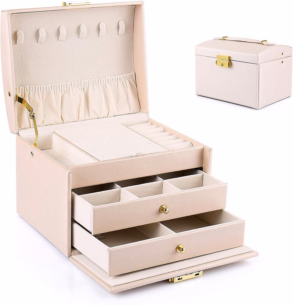 BASHLWUA Boite a Bijoux Femme Fille(Rose Nude) – Boîte à Bijoux Coffret à Bijoux Rangement Bijoux Organisateur pour Bagues Bracelet