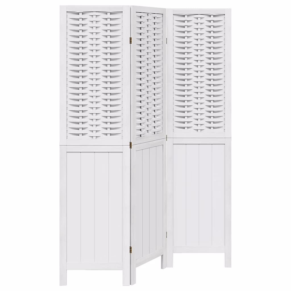 Cloison de séparation 3 panneaux blanc bois de paulownia massif vidaXL – Réf. NJWTPASPA1928482925