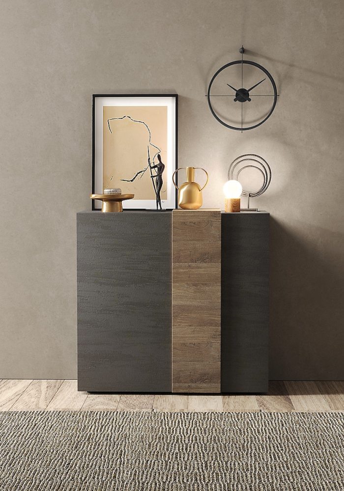Buffet haut 2 portes VENUS Titan/Mercury 121 × 114 × 44 cm