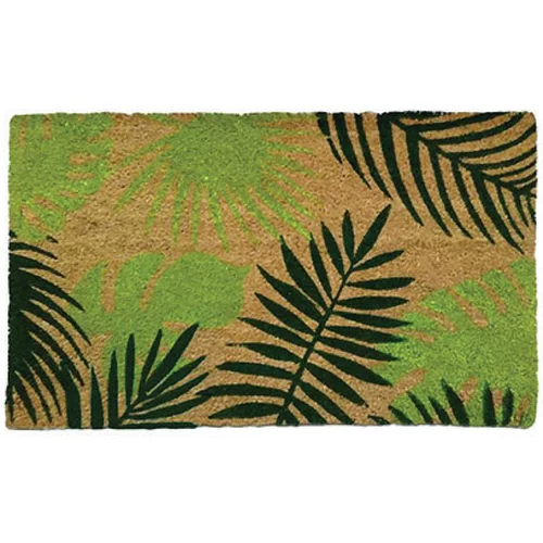 Paillasson coco motif feuilles tropicales vert 75x45x1,7 cm