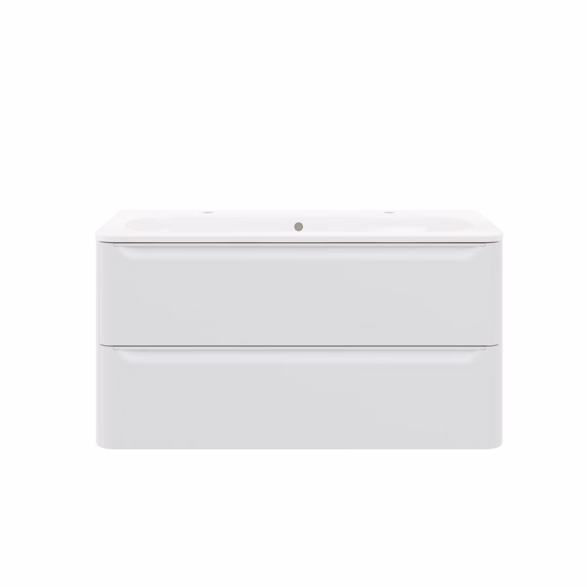 Ensemble meuble sous vasque blanc + plan vasque en résine blanc L.120 – 4 cm GoodHome Nevado