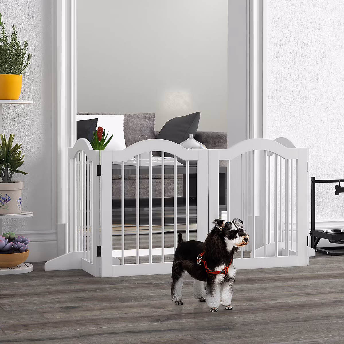 Barrière pliable pour chien en bois massif et MDF blanc à 4 panneaux – Réf. VXIFBFTAV4750651391