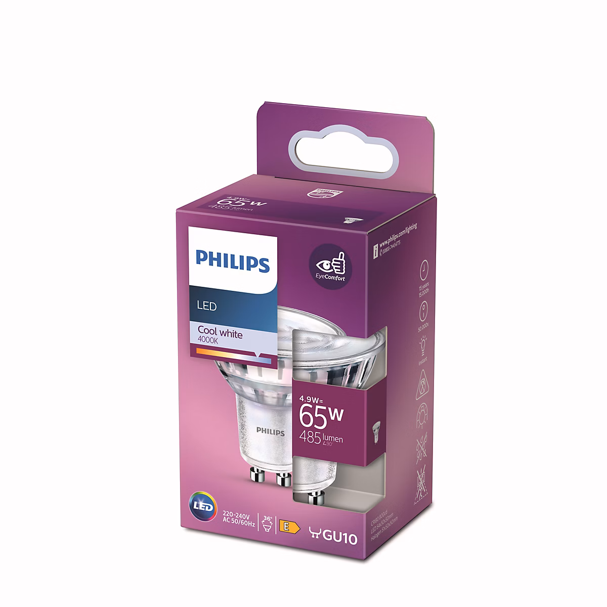 Ampoule LED GU10 spot 460 lm blanc froid 4 – 9W Philips