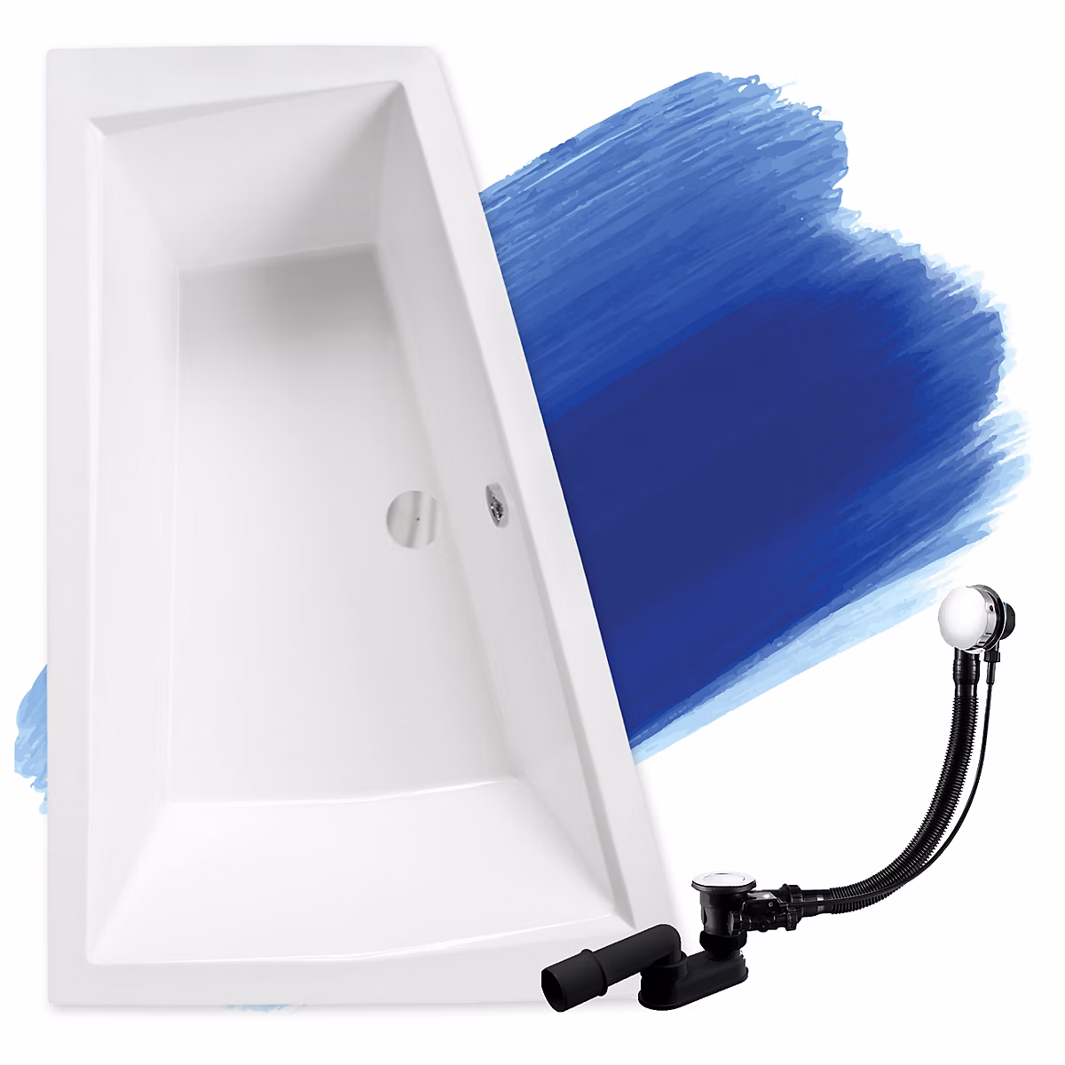 Baignoire asymétrique 180 x 125 Gauche INTIMA acrylique blanc – sans Habillage + Pieds + Vidage à chromé