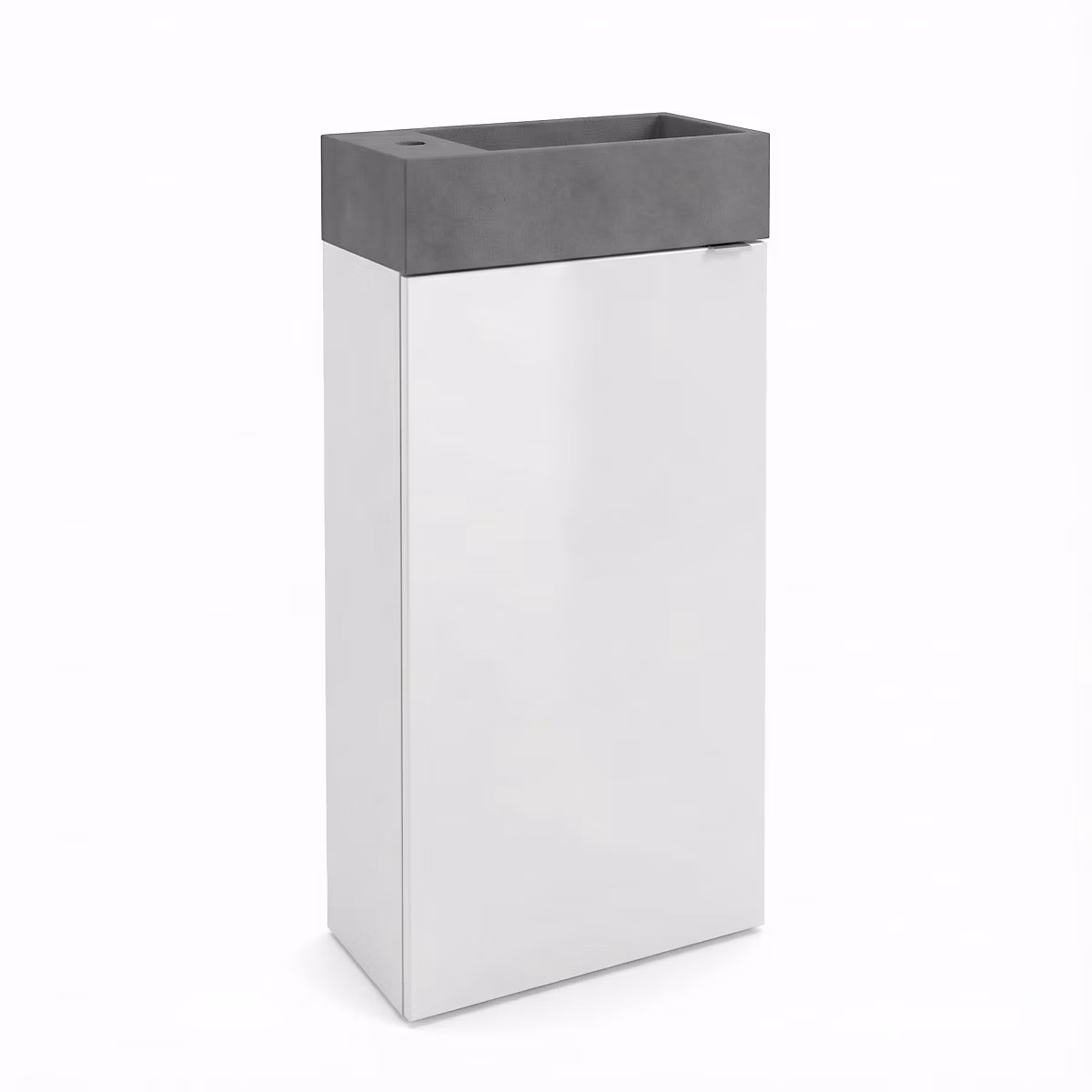 Meuble lave – mains à poser blanc brillant l.44 cm Imandra + plan vasque béton gris | GoodHome