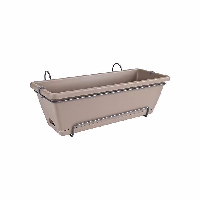 Balconniere Elho Barcelona Allin1 50 – Marron, L 50 x B 28 x H 19 cm, Balconextérieur, 100% recyclé