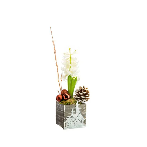 Jacinthe en pot bois décor zinc