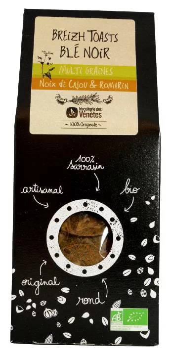 Toasts blé noir Noix de cajou romarin bio Biscuiterie Venetes - 125 g