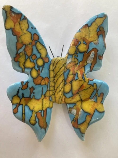 Papillon mural en faïence L’atelier des Cigales Ethnic moyen modèle - 16 x 14 cm