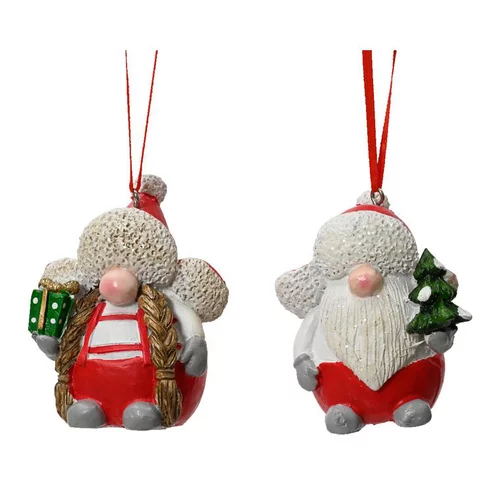 Gnome avec chapka à suspendre en polyrésine - H 7,9 cm