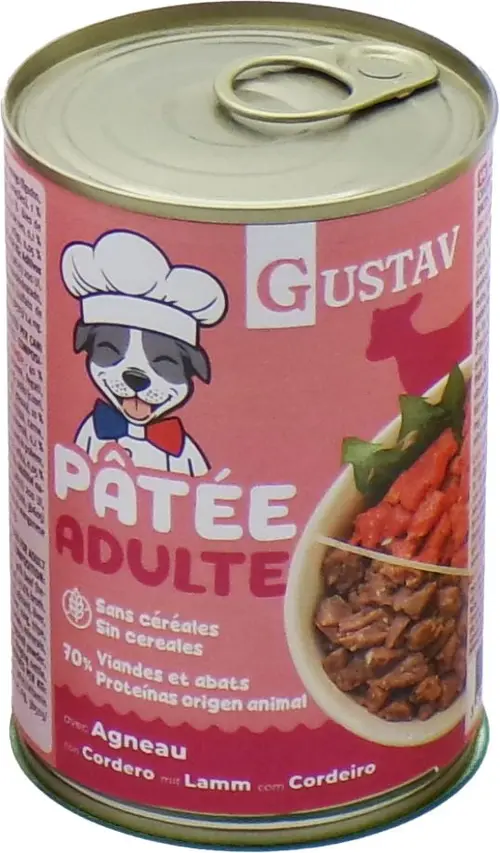 Pâtée pour chien adulte à l’agneau sans céréales complète Bubimex Gustav - 400 g