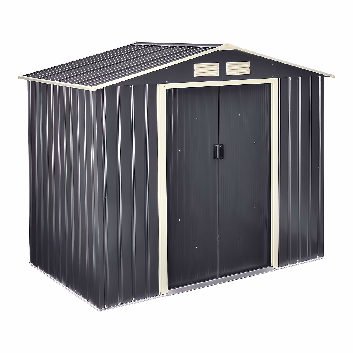 Abri de Jardin 213 × 127 × 185 cm Toit à Pignon Tôles en Acier Galvanisées Gris Foncé en.casa