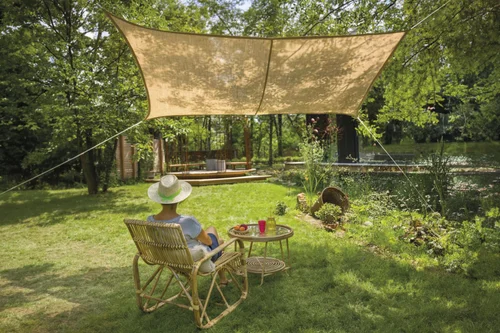 Voile rectangulaire coloris beige en jute - 3 x 2 m