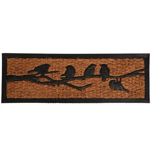 Paillasson en fibre de coco et caoutchouc à motifs oiseaux - 75,6 x 25,5 cm