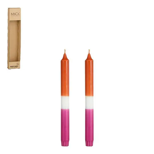 Ensemble de 2 bougies flambeau dipdye orange - Ø 2,2 x H 25 cm