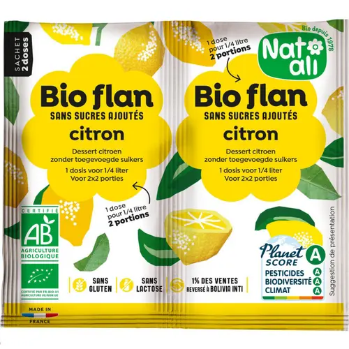 Sachet de flan en poudre bio goût citron Natali - 10 g