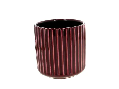 Cache-pot coloris rouge en céramique Orchidée - Ø 13,5 x 14 cm