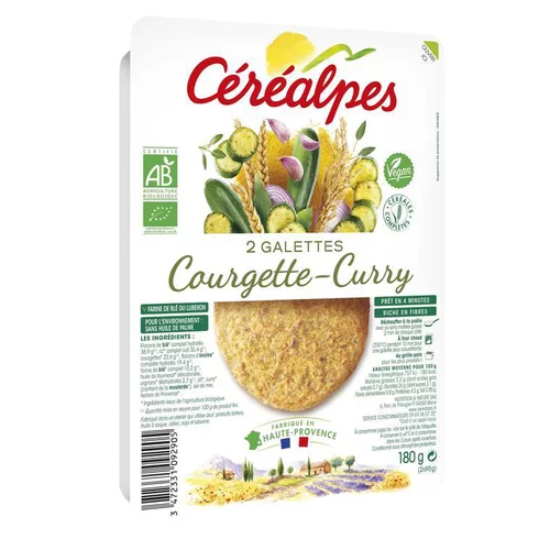 Lot de 2 galettes courgettes curry bio Céréalpes - 2 x 90 g