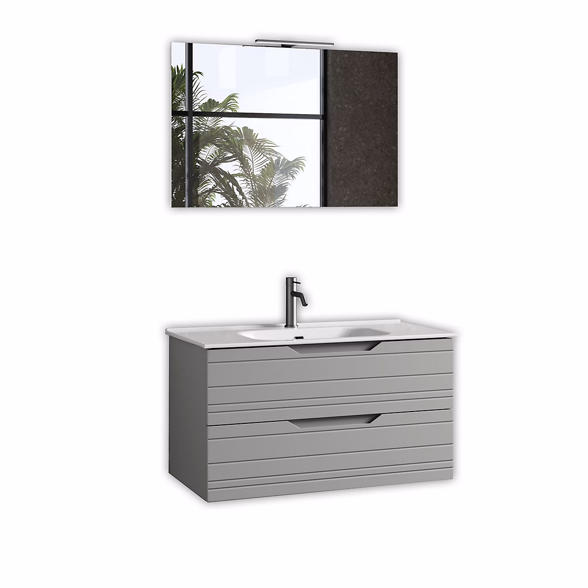 Ensemble meuble de salle de bains – Ensemble 4 pièces SOLMIRA gris