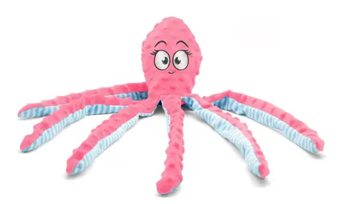 Jouet pour chien coloris rose peluche pieuvre Bubimex - 45 cm