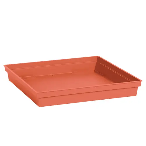 Soucoupe carrée en plastique coloris terre battue EDA Toscane - 32,6 x 32,6 x 4,9 cm