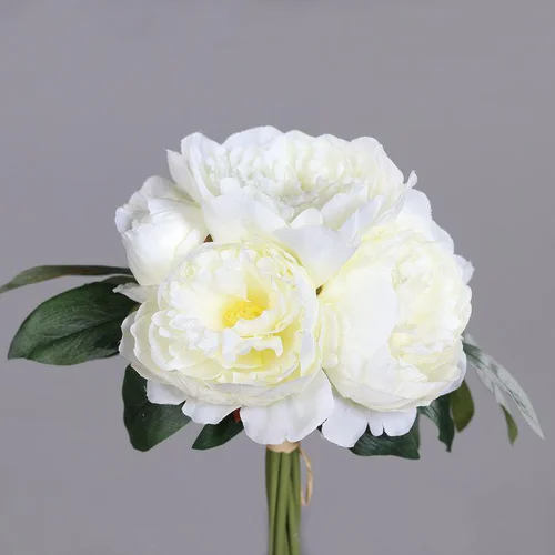Bouquet de pivoines crème artificielles - 28 cm