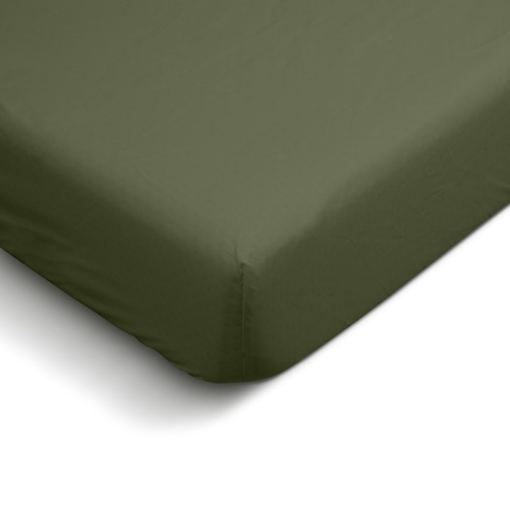 Drap Housse uni 90 × 190cm PERCALE KAKI