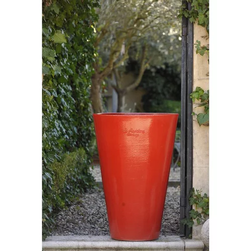 Pot Mazagran rouge tomate en terre cuite émaillée H 46 cm x Ø 38 cm