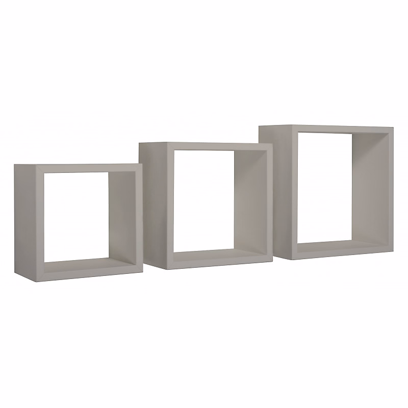 Ensemble de 3 étagères murales – cubes décoratifs, cubes muraux, brun taupe, 35 × 35, 30 × 30 et 25 × 25 cm de profondeur 15,5 cm