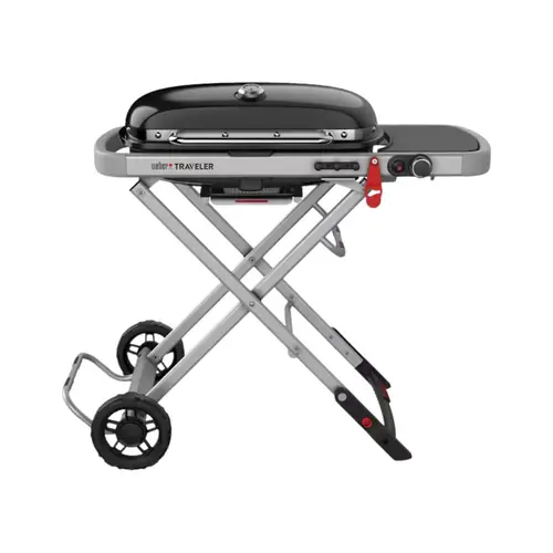 Barbecue gaz en acier émaillé noir Weber Traveler - 110 x 58,4 x 94,5 cm