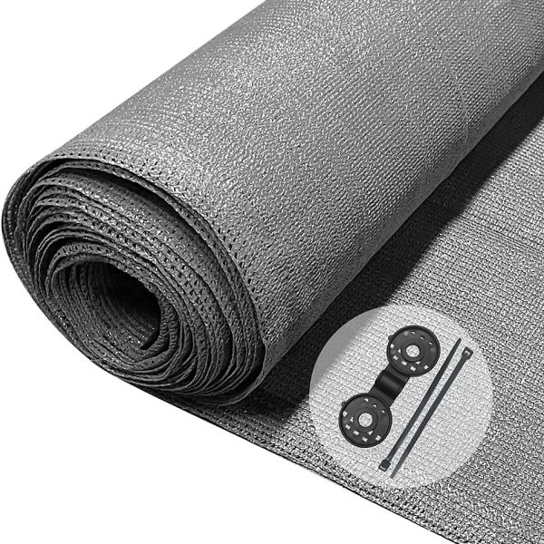 Brise Vue Occultant avec Attaches et Clips de Fixation Protection Rayons UV 150g/m² 1.5 × 10m Gris