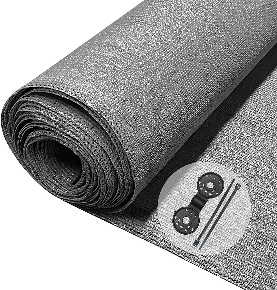 Brise Vue Occultant avec Attaches et Clips de Fixation Protection Rayons UV 150g/m² 1.5 × 10m Gris