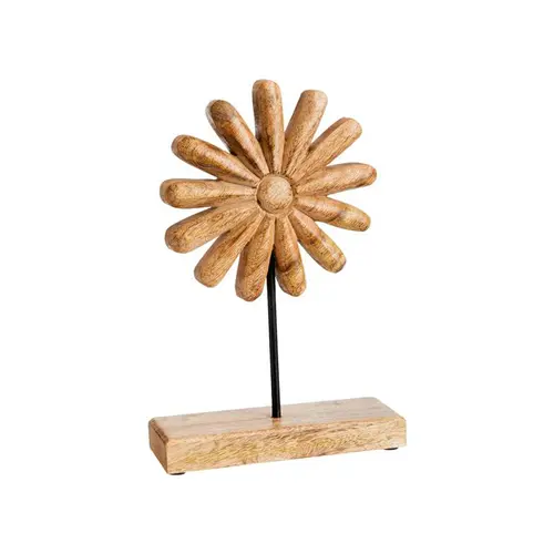 Marguerite décorative à poser en bois naturel - 26 x 16 x 6 cm