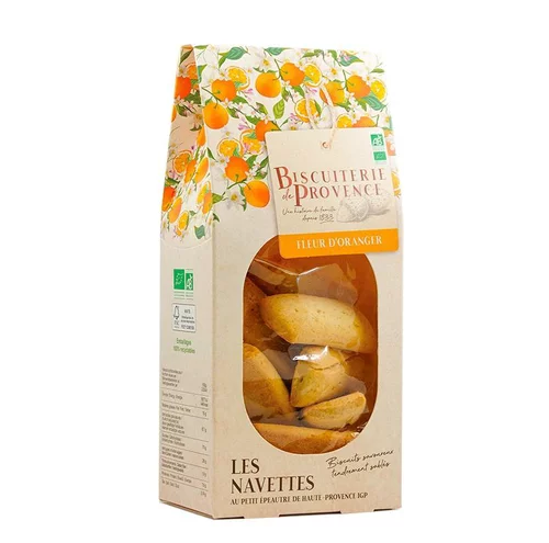 Navettes bio à la fleur d'oranger Biscuiterie de Provence - 210 g