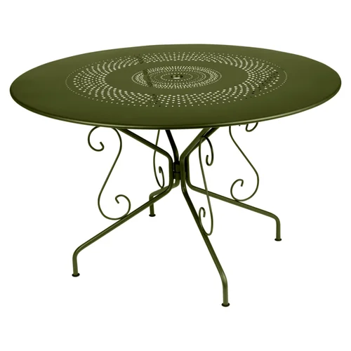 Table Montmartre coloris vert en acier Fermob - Ø 117 x 74 cm