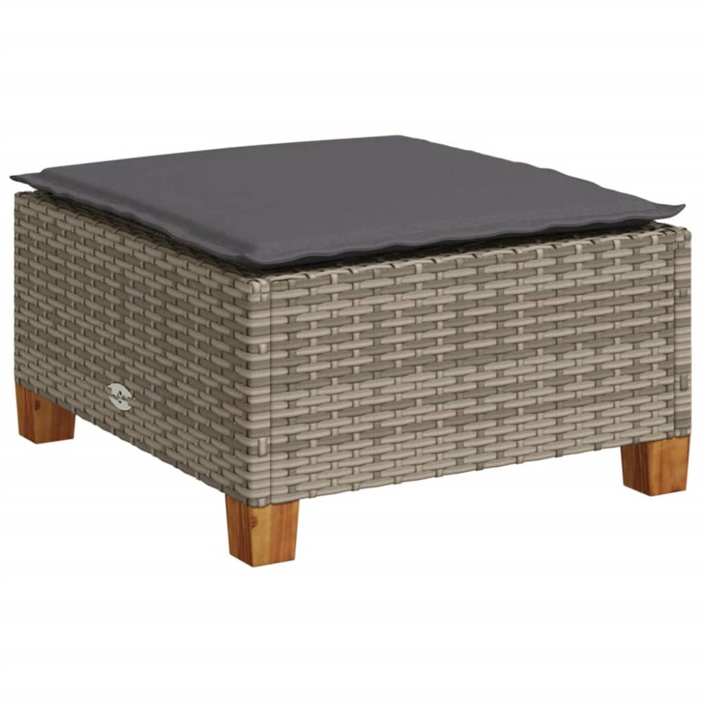 vidaXL Tabouret de jardin et coussin gris 63,5x56x32 cm résine tressée – 32 cm 110 kg