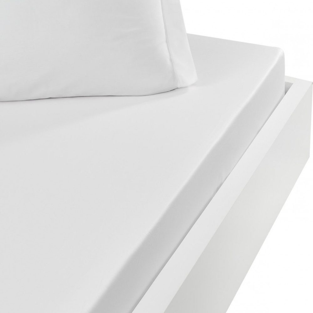 Drap housse en percale de coton bonnet 30 cm Blanc 90 × 190 cm SOFT PERCALE