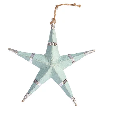 Suspension étoile 5 branches coloris bleu en papier mâché - 13 x 13 cm