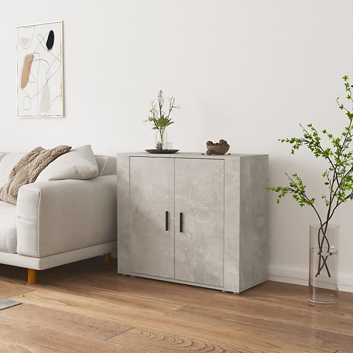 816564 vidaXL Buffet Gris béton 80 × 33 × 70 cm Bois d'ingénierie