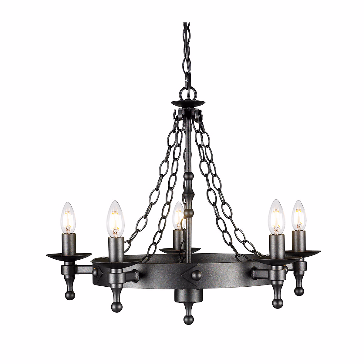 Elstead Warwick – Lustre à 5 ampoules au fini noir graphite | E14