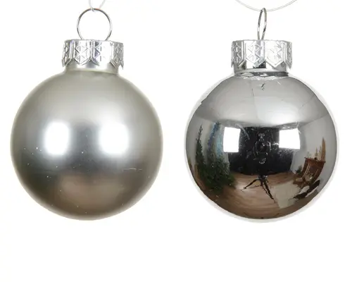 Ensemble de 16 boules en verre brillant et mat argent - Ø 3,5 cm