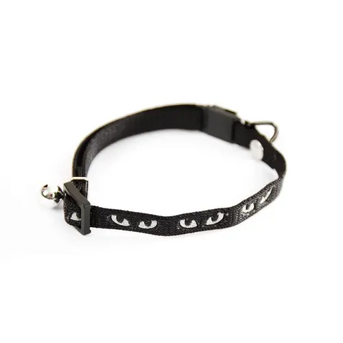 Collier Argent pour chat noir motif yeux de chat
